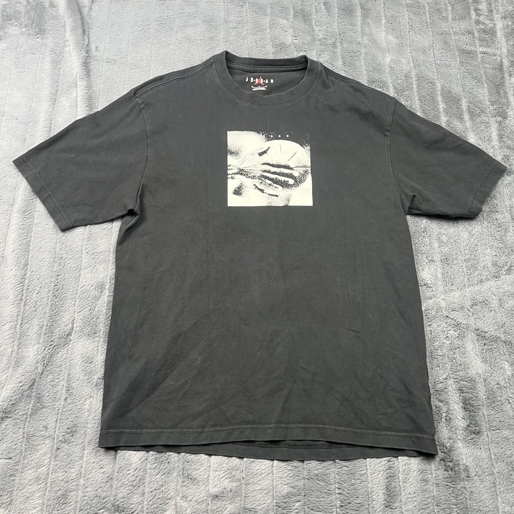 Jordan Shirt Mens M Black Graphic Jumpman Back Print Basketball Tee Relaxed Fit